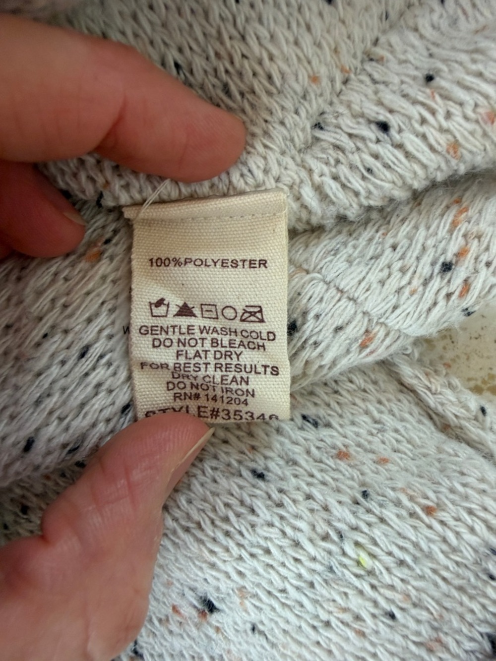 Hem & Thread Funfetti Block Cardigan Women’s Size Medium Tan Cream - Picture 9 of 9